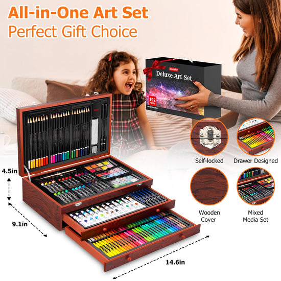 Soucolor art supplies deluxe art kit with acrylic and watercolor pads and canvases