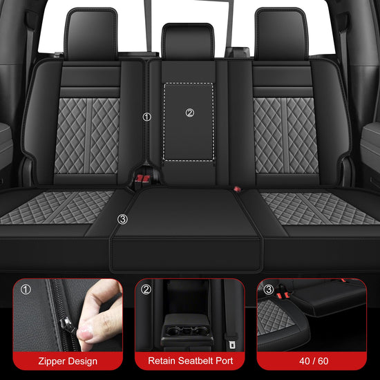 VEHICLE_SEAT_COVER — Custom fit waterproof for Chevy Silverado GMC Sierra 2007-2025 5 seats Gray