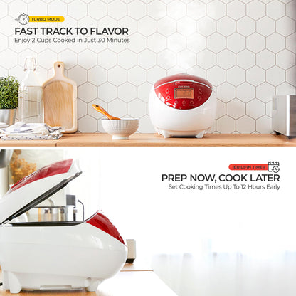 Cuckoo Micom rice cooker with fuzzy logic and food steamer, 6 cups uncooked 12 cups cooked red CR-0655F