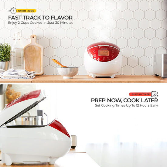 Cuckoo Micom rice cooker with fuzzy logic and food steamer, 6 cups uncooked 12 cups cooked red CR-0655F