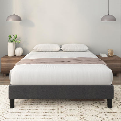 ZINUS Curtis bed frame — Upholstered design with wood slat support