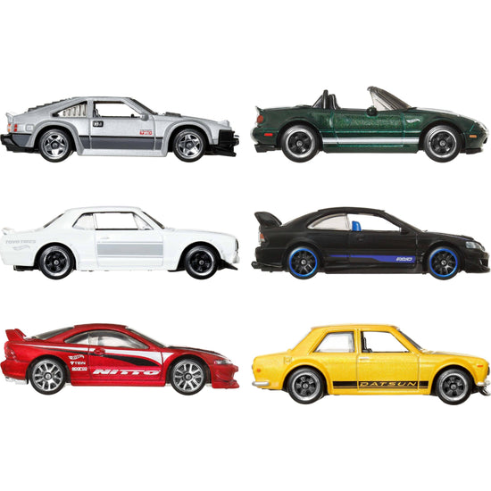 Non-riding toy vehicle — Hot Wheels set of 6 Japanese die-cast cars with elevated deco