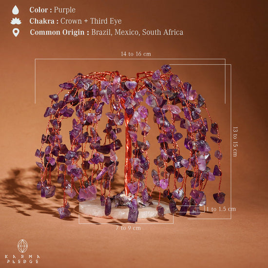 KARMAPLEDGE Crystal Tree of Life sculpture — Handmade bonsai design for prosperity and good luck