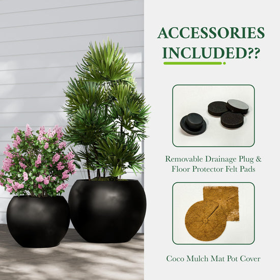 DTY planter — Premium fiberstone sphere design with drainage hole and coco mats