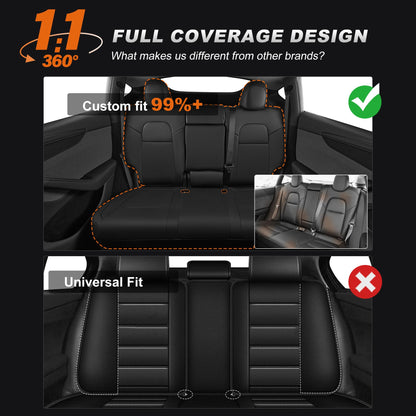AOMSAZTO Car Seat Cover for Tesla Model Y 2020 2021 2022 2023 2024 2025 2026 5 Seats (Not for Performance) - Full Set Customized Black Seat Covers (with Armrest Cover)