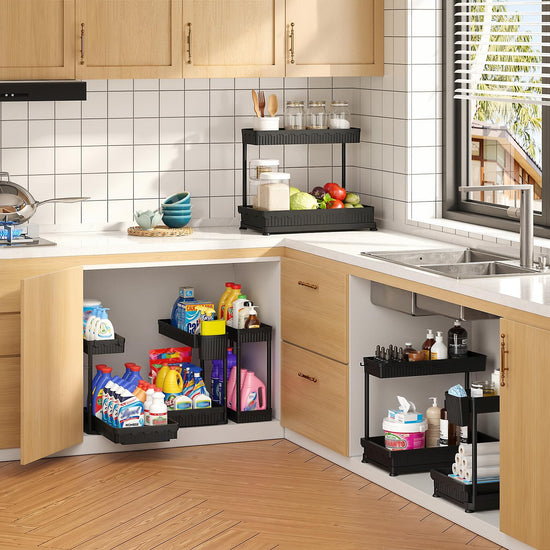 Sevenblue caddy — 3 pack multi-purpose pull-out organizers for bathroom and kitchen