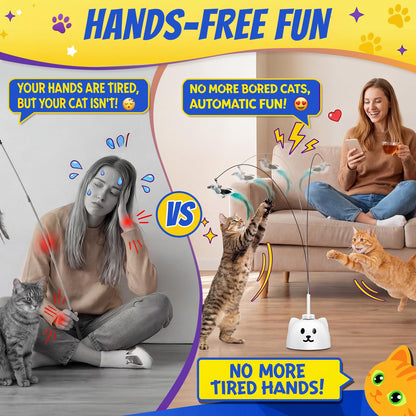 CATPICK interactive cat toy — automatic flying bird feather with suction base and motion activation