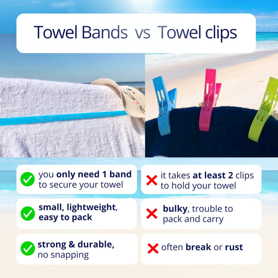 Clothes pin — Extra durable silicone towel bands for beach and pool chairs