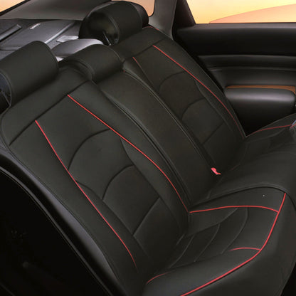 Vehicle seat cover — Ultra comfort faux leather full set with red trim