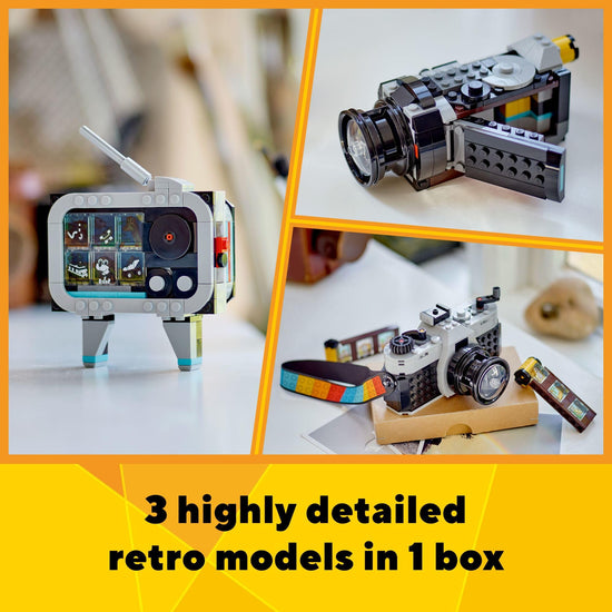 LEGO Creator retro camera toy with video camera and TV set transformation