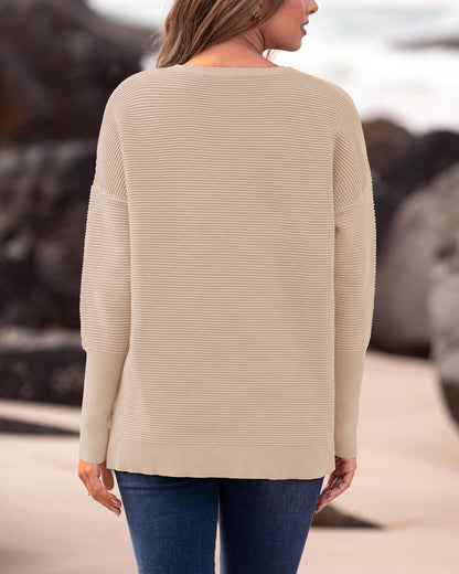 BTFBM sweater — casual long sleeve striped pullover tops for women 2026