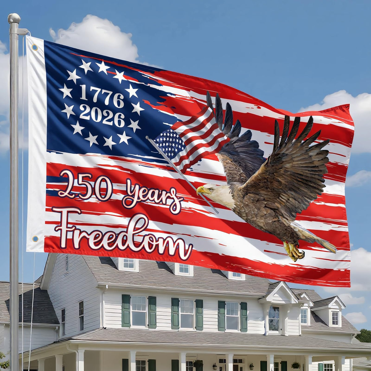 250 Anniversary USA Flag 3x5 Outdoor American Flag Double Sided 3-Ply 1776-2026 250 Years of Freedom Patriotic Flags Banner for 4th of July Memorial Independence Veterans Labor Armed Forces