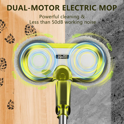 VMAI cordless electric mop with water spray and detachable battery.