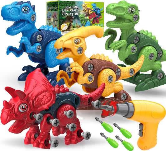Dinosaur toys with electric drill for kids - STEM construction building toy