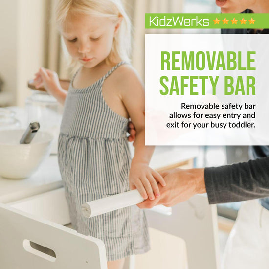 KidzWerks step stool — adjustable wooden platform for kids kitchen use