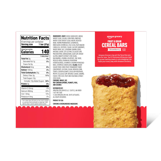 Snack food bar — Strawberry flavor, 10.4 oz, 8 count pack by Amazon Grocery