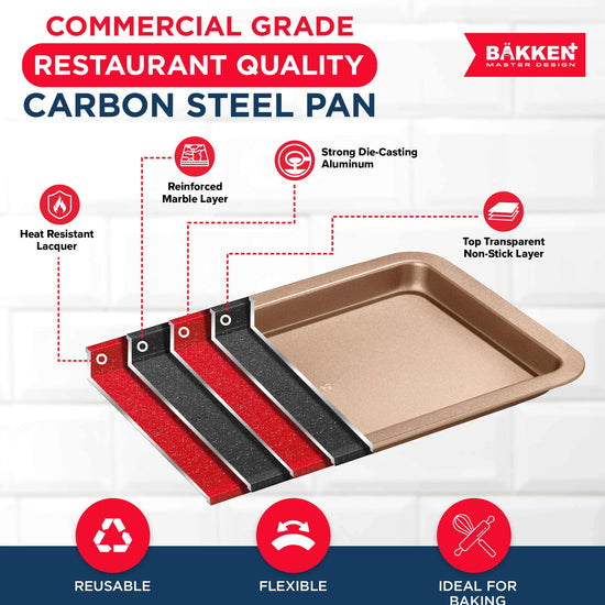 BAKKEN baking pan set — Commercial grade carbon steel with nonstick coating