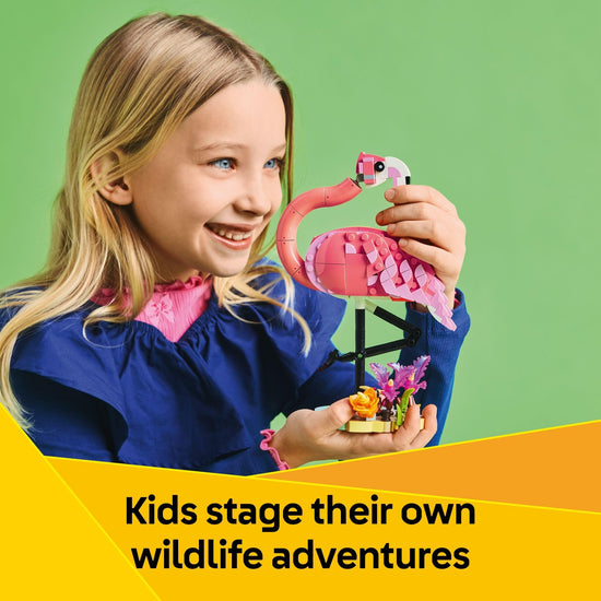 LEGO Creator building blocks — 3 in 1 wild animals set with pink flamingo, cockatoo, axolotl