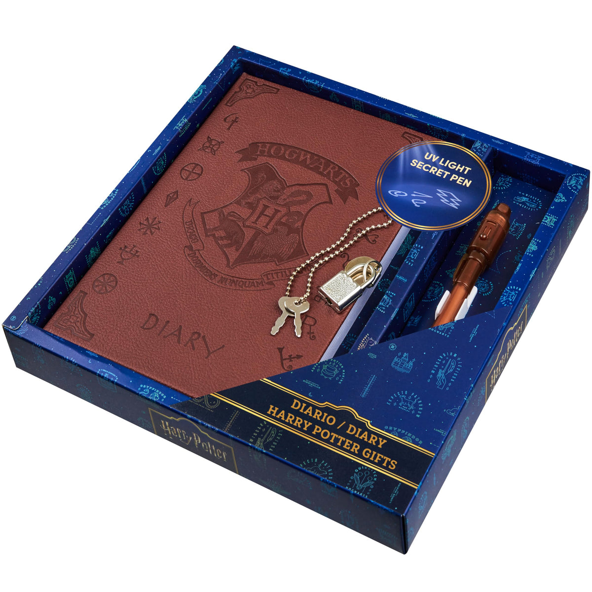 Harry Potter journal set — Hogwarts notebook with broomstick pen or lockable diary