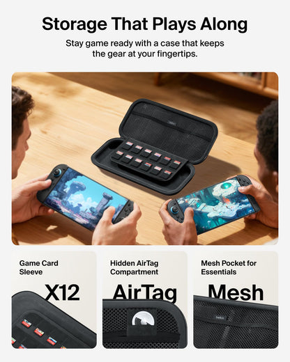 Gaming equipment enclosure — Belkin travel bag with AirTag holder and game card pocket
