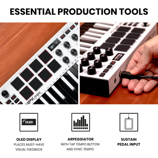 Akai Professional audio midi controller — compact design and built-in pads