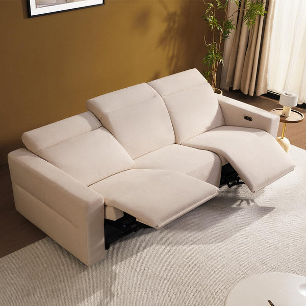 ModernMate 98" Power Reclining 3-Seater Sofa, Oversize Zero Gravity Recliner Sofa with Manual Adjustable Headrest, Zero Wall Hugger Recliner Couch with USB & Type-C Ports, 27.6" Extra Wide Seat, Beige