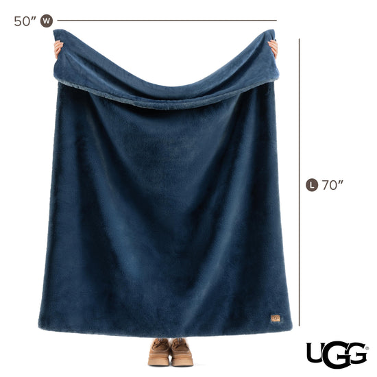 UGG Euphoria plush faux fur reversible blanket for luxury hotel style couch