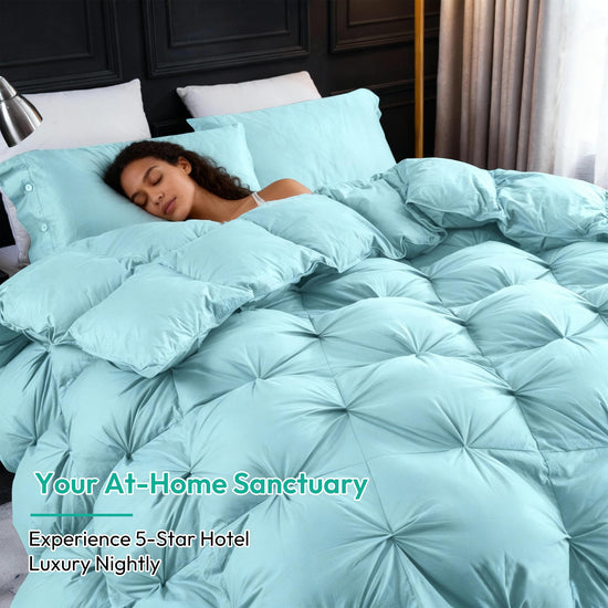 King size duvet insert — 750+ fill power, 1200TC cotton, gray comforter with tabs