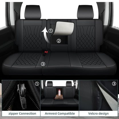 AOMSAZTO vehicle seat covers for Chevy Silverado GMC Sierra 1500 2500HD 3500HD 2007-2018 crew cab full set black