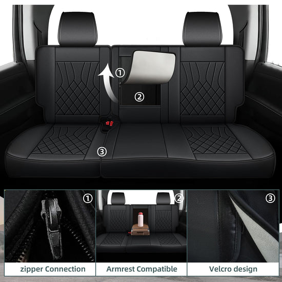 AOMSAZTO vehicle seat covers for Chevy Silverado GMC Sierra 1500 2500HD 3500HD 2007-2018 crew cab full set black