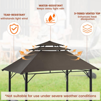 Yaheetech freestanding shelter — 3-tier outdoor BBQ gazebo with adjustable shelves and hooks