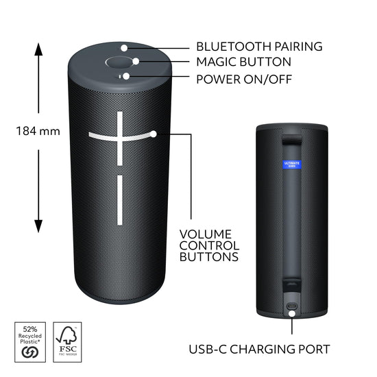 Speakers — Ultimate Ears Boom 4 model with enhanced sound quality and portability