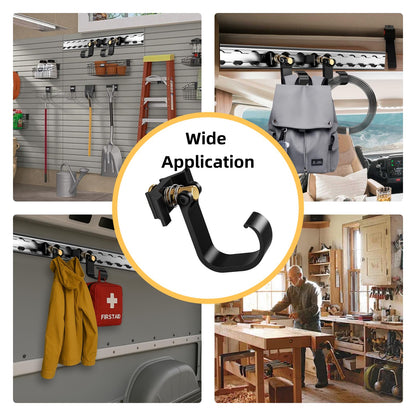vandrabase 2Pcs Strong Heavy Duty L Track Hooks with Single Stud Fitting, 200LBS Max Load Capacity, Durable Tie Down Accessories for Trailers, Trucks, Vans, Garages, Workshop, Cargo Management