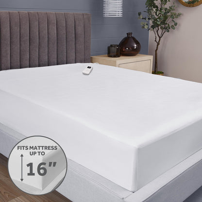 Mattress cover — Sunbeam heated with auto shut-off and deep pocket skirt