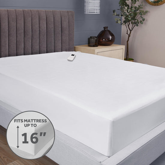 Mattress cover — Sunbeam heated with auto shut-off and deep pocket skirt