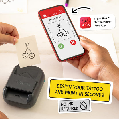 Temporary tattoo printer — ink-free thermal printing with app-based design