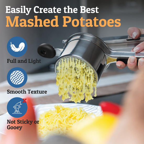 PriorityChef potato ricer — heavy duty stainless steel kitchen tool for mashing potatoes