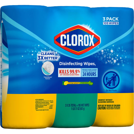 Surface cleaning wipe — Clorox disinfecting wipes in fresh lemon scent, 525 count