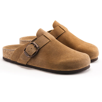 FITORY womens clogs — leather mules with cork footbed size 6-11