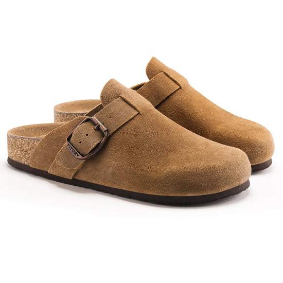 FITORY womens clogs — leather mules with cork footbed size 6-11