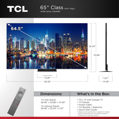 TCL 98-Inch QLED 4K Smart QD-Mini LED TV - large screen size