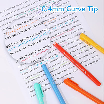 AECHY marking pen — dual tip with curve shapes and 8 colors for note taking supplies
