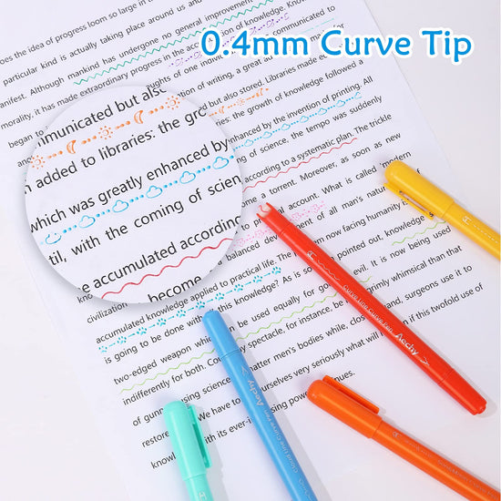 AECHY marking pen — dual tip with curve shapes and 8 colors for note taking supplies