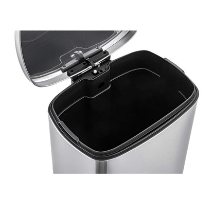 QUALIAZERO trash can with stainless steel, hands-free design and soft close lid