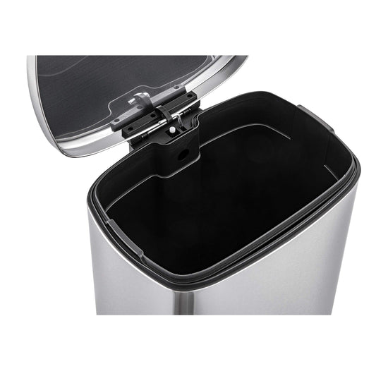 QUALIAZERO trash can with stainless steel, hands-free design and soft close lid