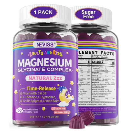 Magnesium glycinate gummies — sugar free with B6D3 and L-theanine for relaxation