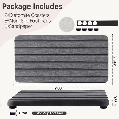 NiuYichee soap dish — Water absorbent diatomite with grooved design and rectangle shape