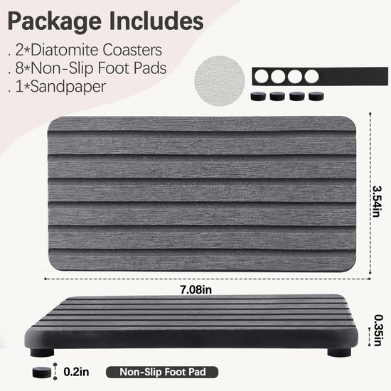 NiuYichee soap dish — Water absorbent diatomite with grooved design and rectangle shape
