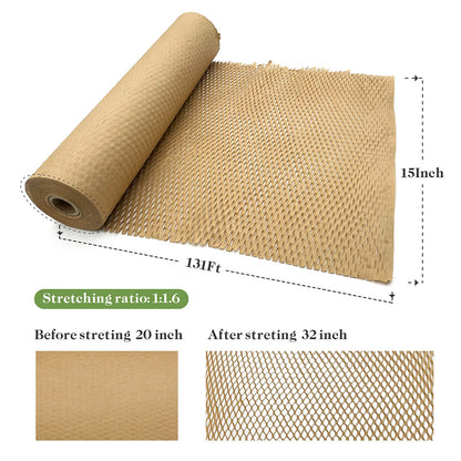 Honeycomb packing paper — recyclable alternative to bubble wrap for shipping and moving supplies