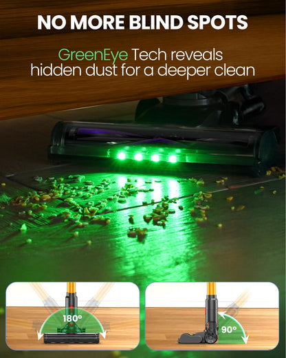 Zynet S8 cordless vacuum cleaner — lightweight design with LED display and headlights
